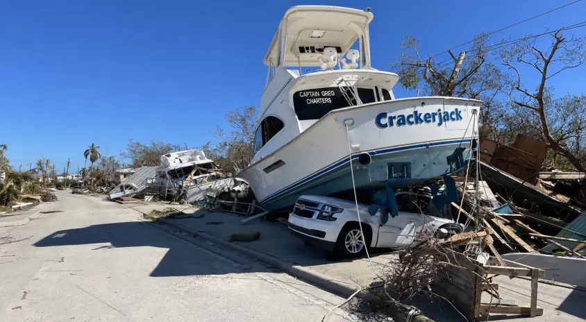 Hurricane damage restoration equipment for a South Florida property