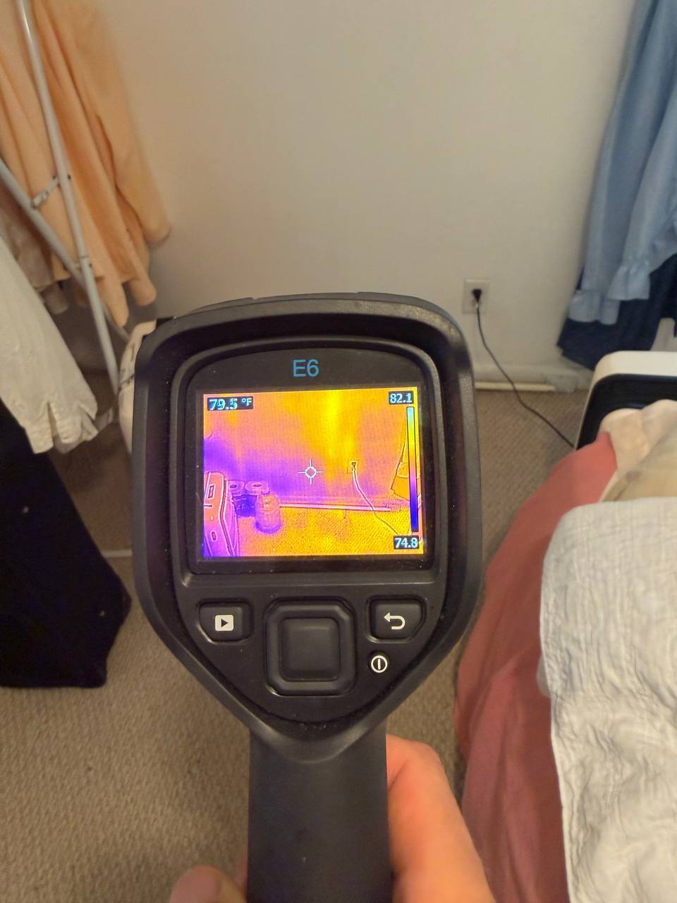 FLIR infrared thermal camera scan detecting hidden moisture