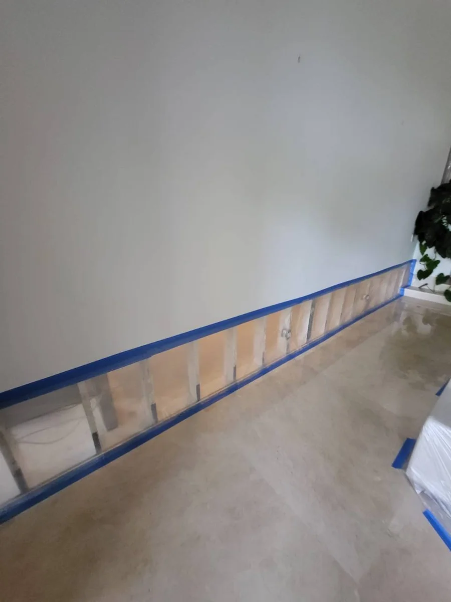 Water damage moisture inspection of walls and flooring