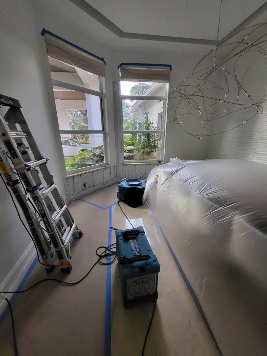 Restored area after water damage restoration