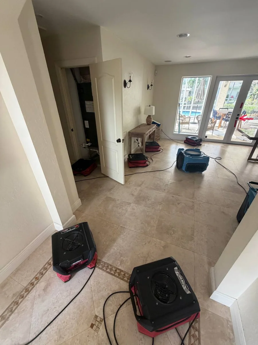 Water damage inspection from burst copper pipe