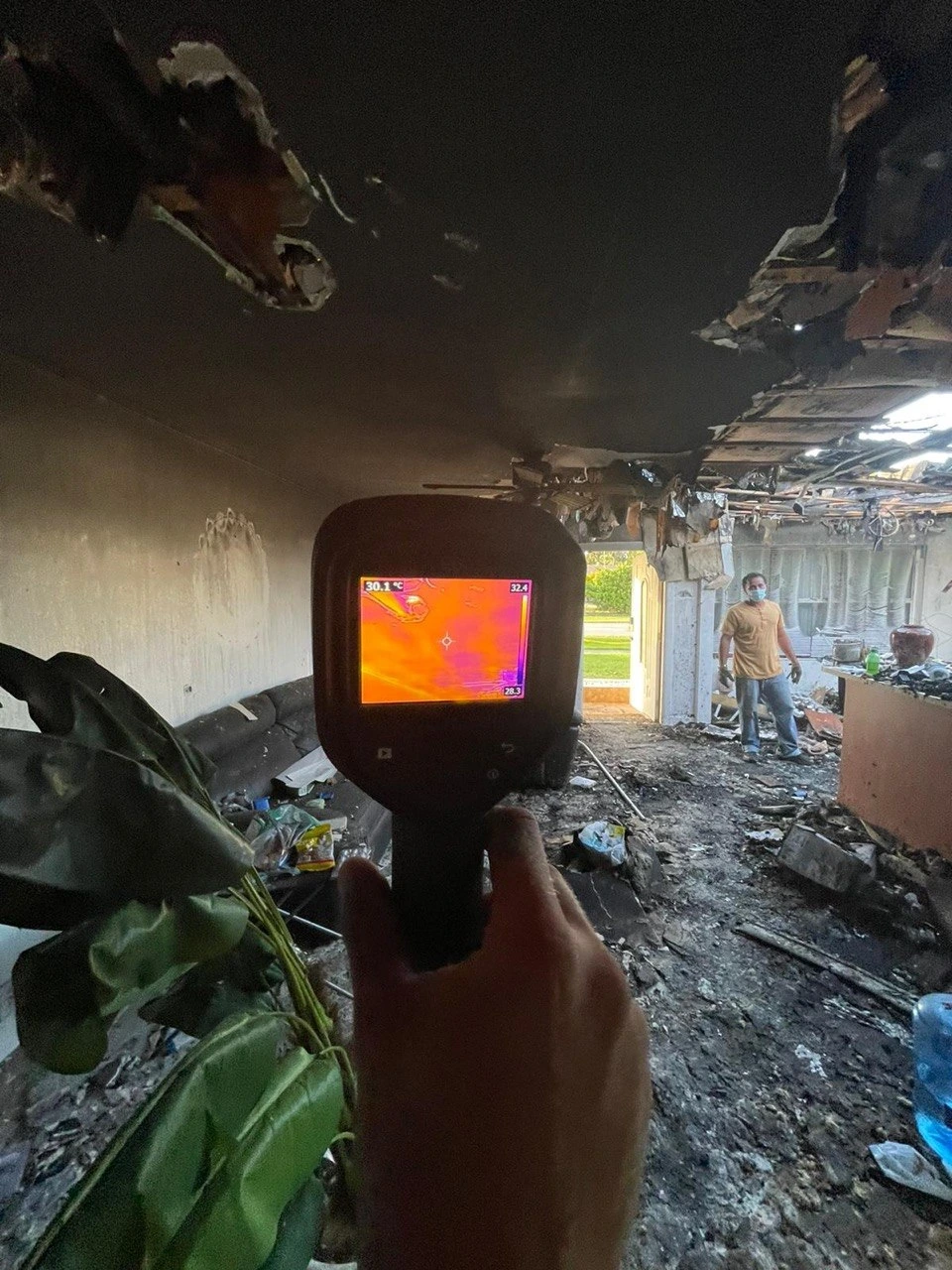 Post-fire restoration equipment used to identify hidden fire damage